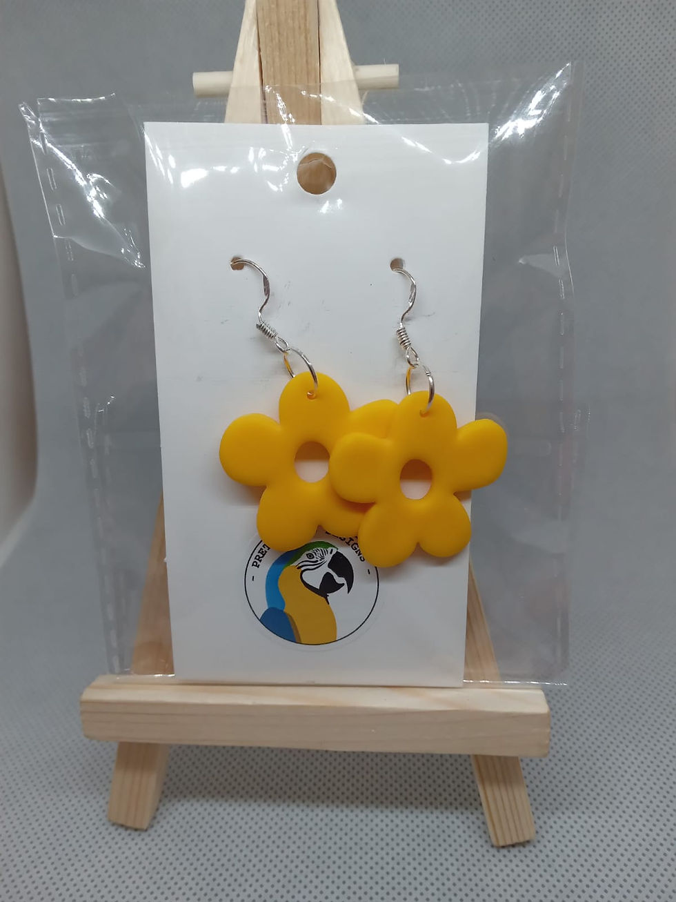 Yellow Poly Clay Flower Earrings on Fishhook