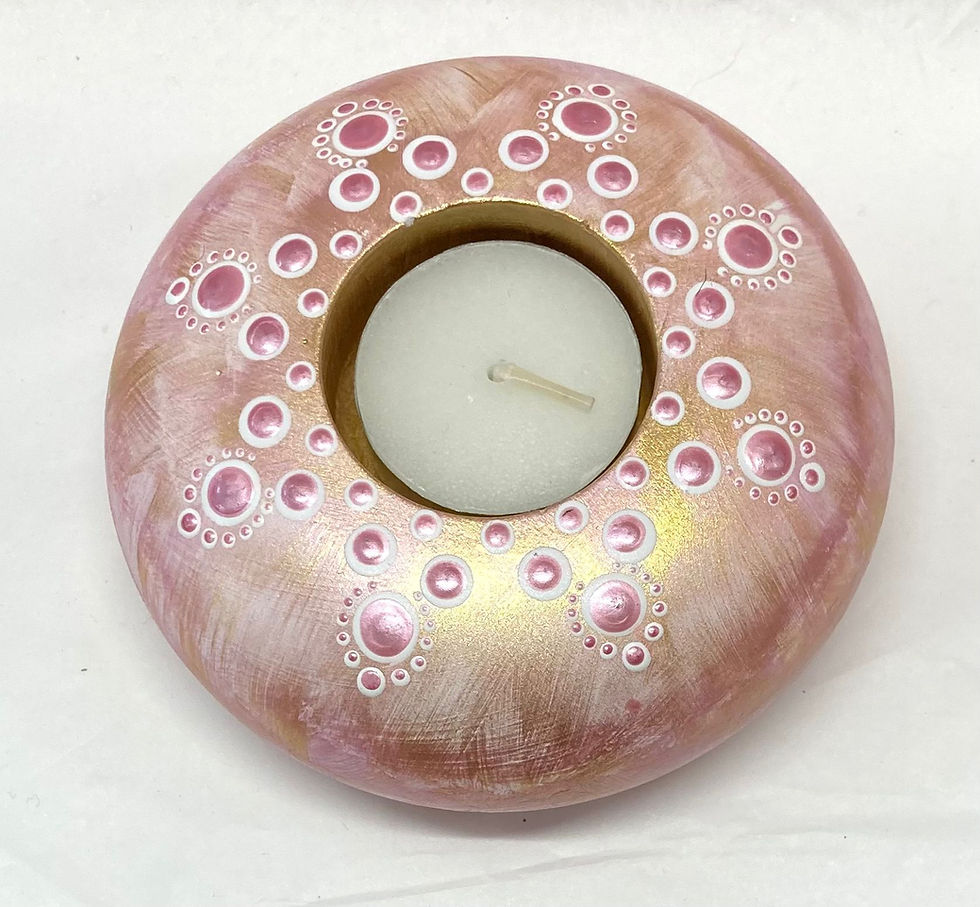 Thumbnail: Small Pink and Gold Tealight Holder