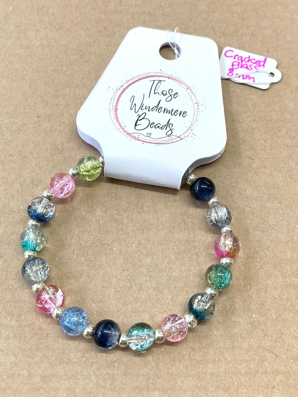 Multicoloured Cracked Glass Beaded Bracelet - 15