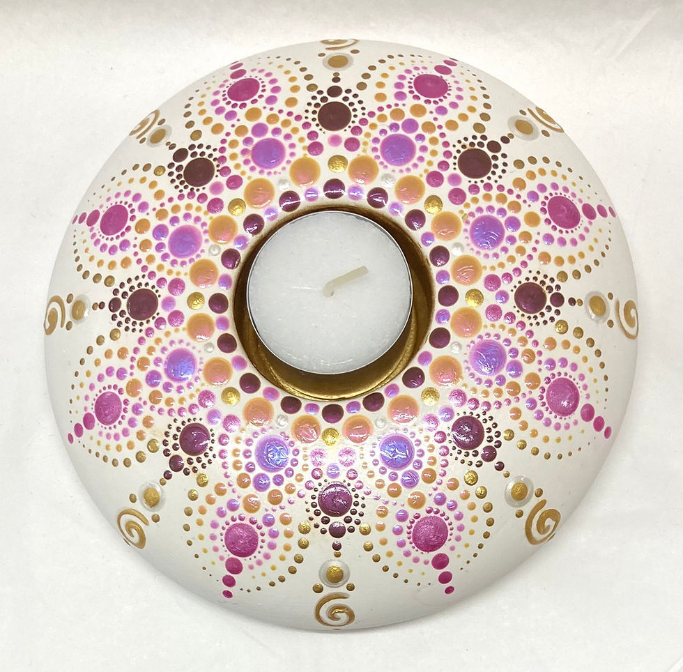 Thumbnail: Large White, Pink and Purple Tealight Holder
