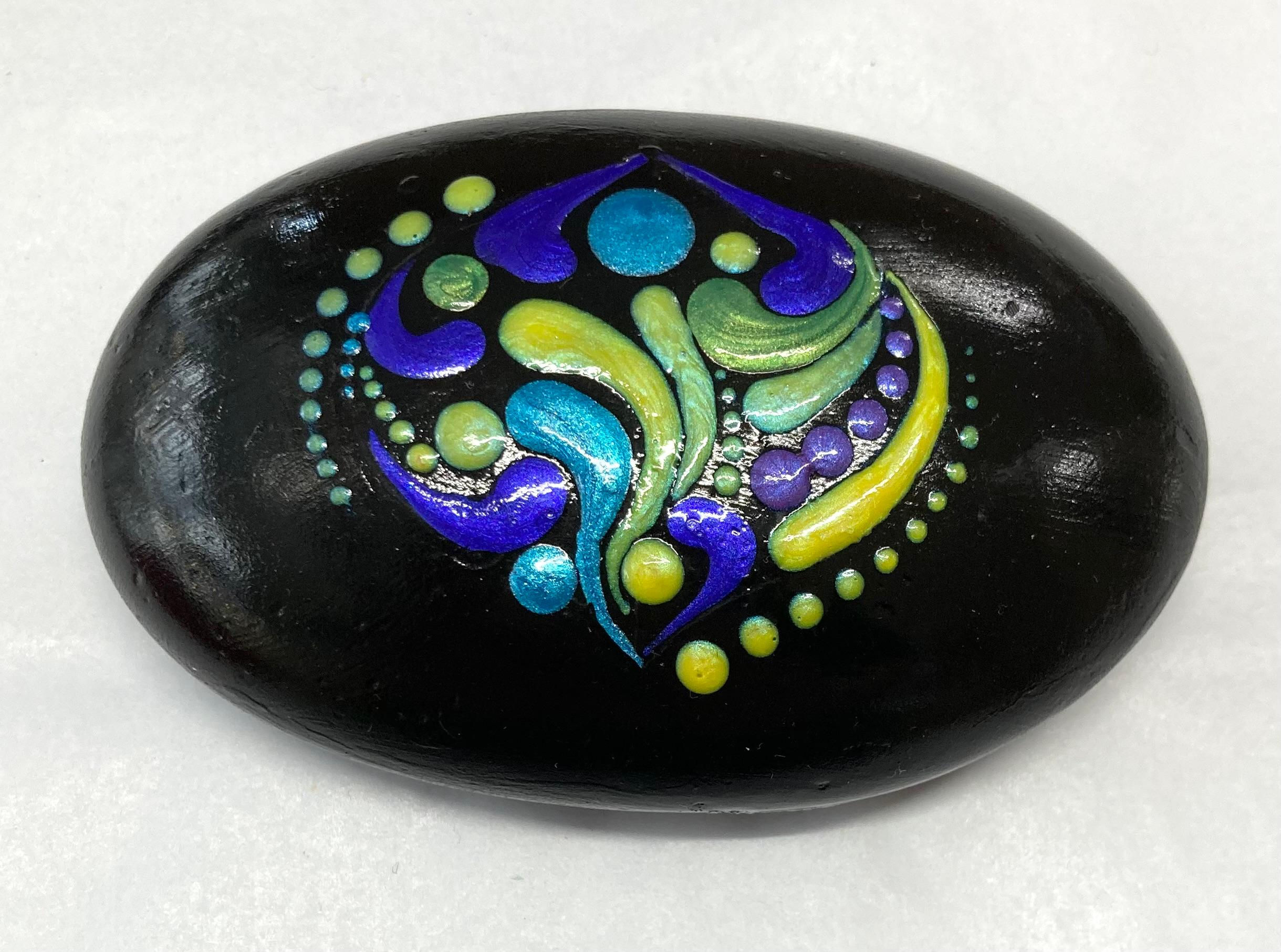 Medium Pebble - Blue, Green and Yellow
