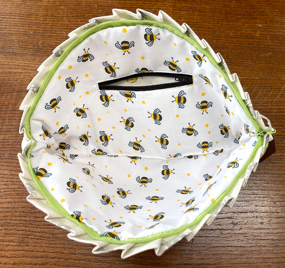 Thumbnail: Make Up/Wash Bag - Bees with green piping