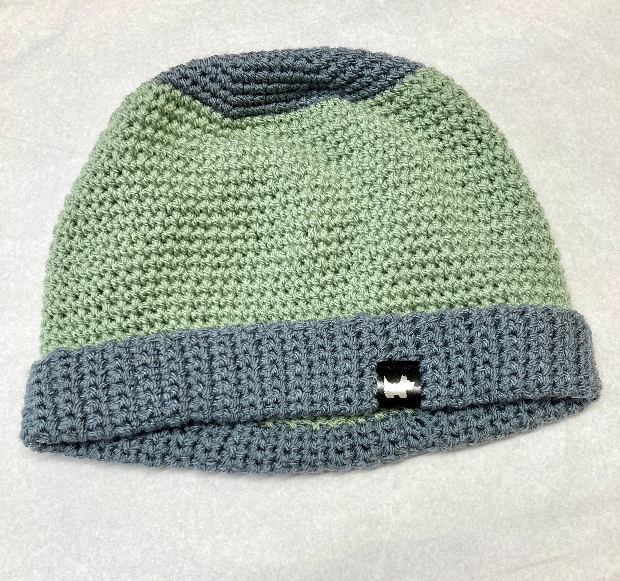 Crocheted Hat - Grey and Sage Green
