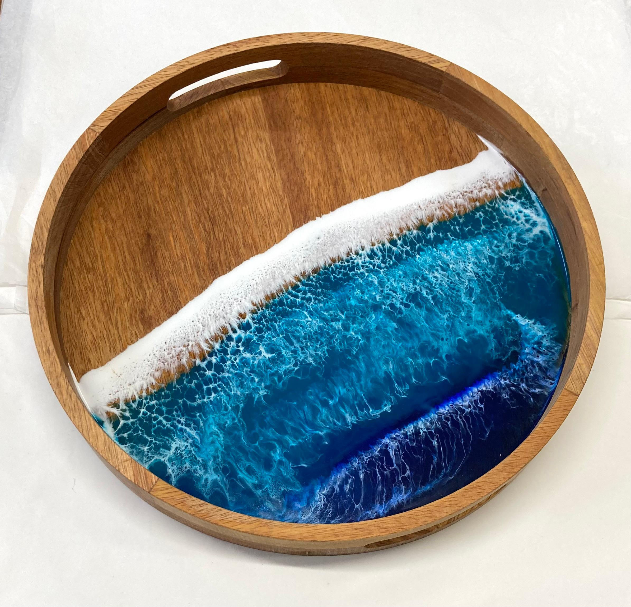 Wave Round Wooden Tray #297
