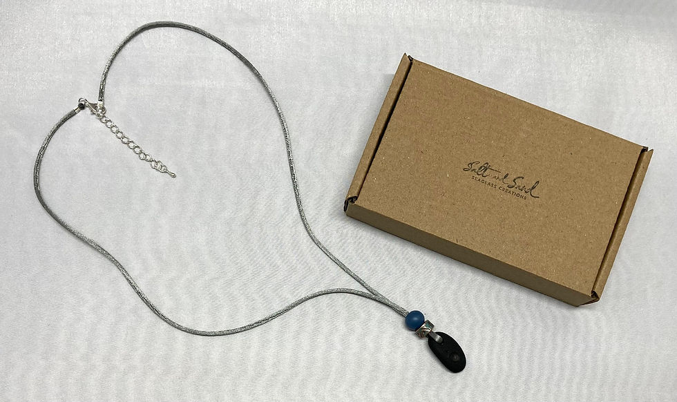 Thumbnail: SSSC27 Blue Toned Pirate Glass Pendant Necklace