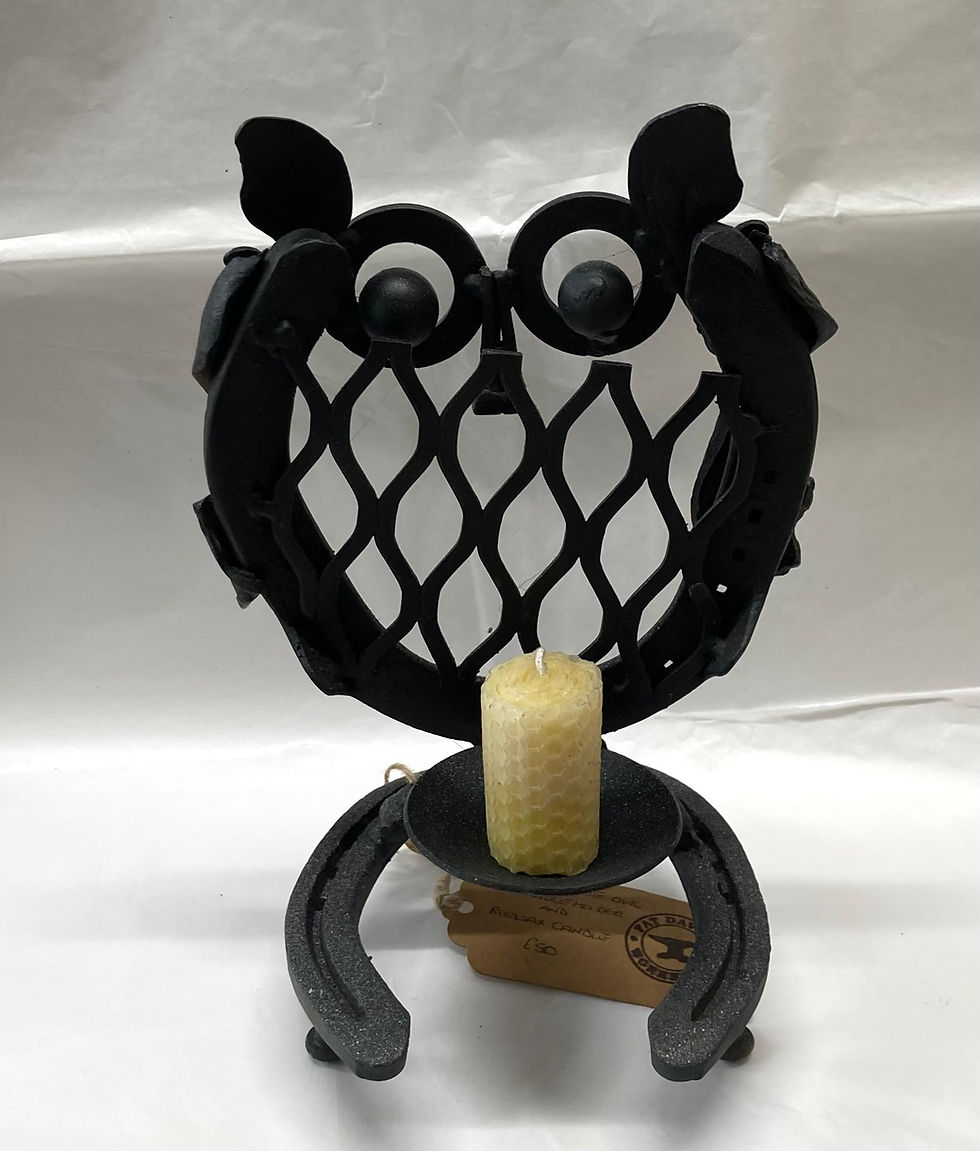 Thumbnail: Horseshoe Owl Candle Holder with Beeswax Candle FD975