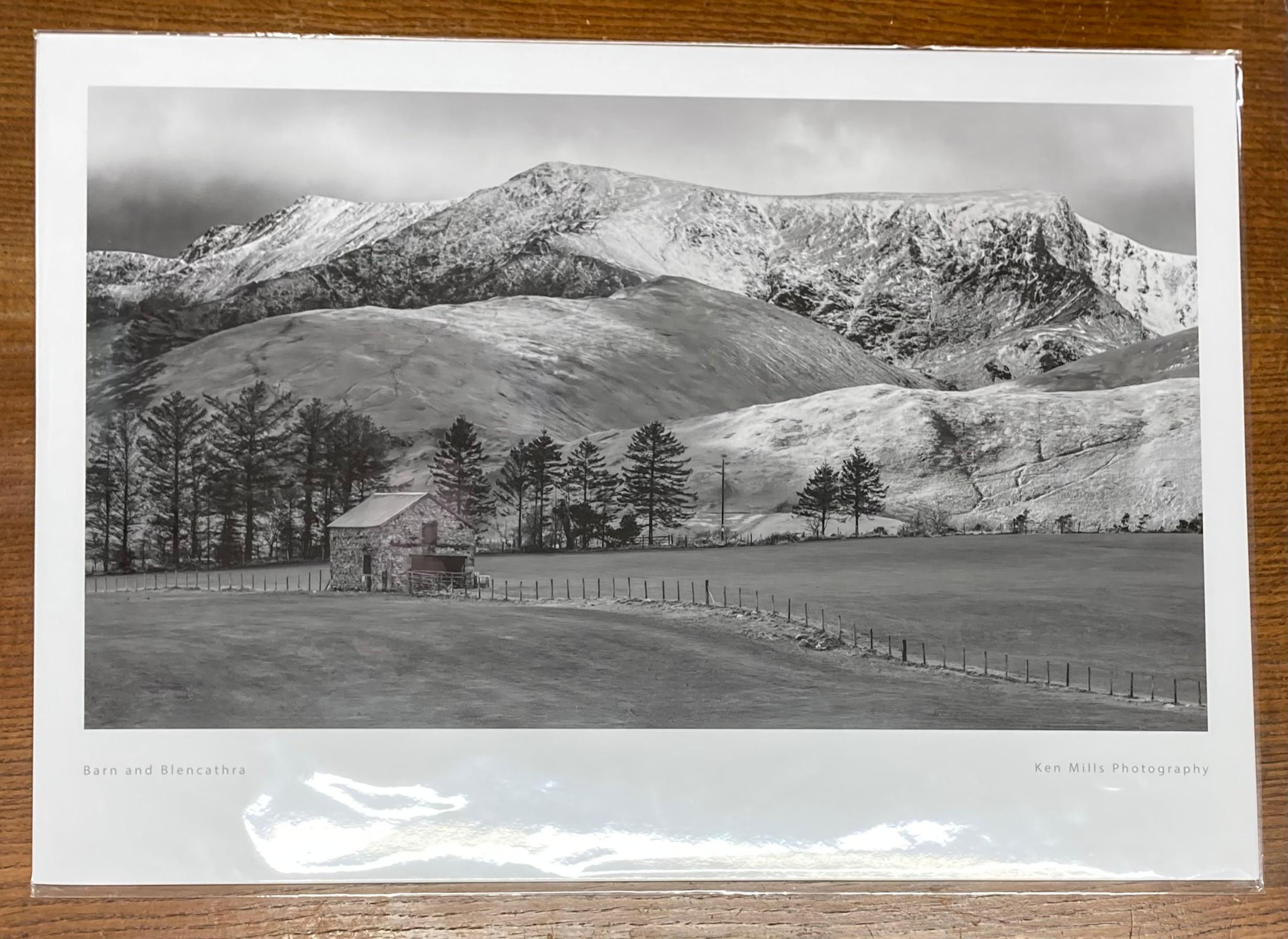 A2 Blencathra and Barn Black and White Print