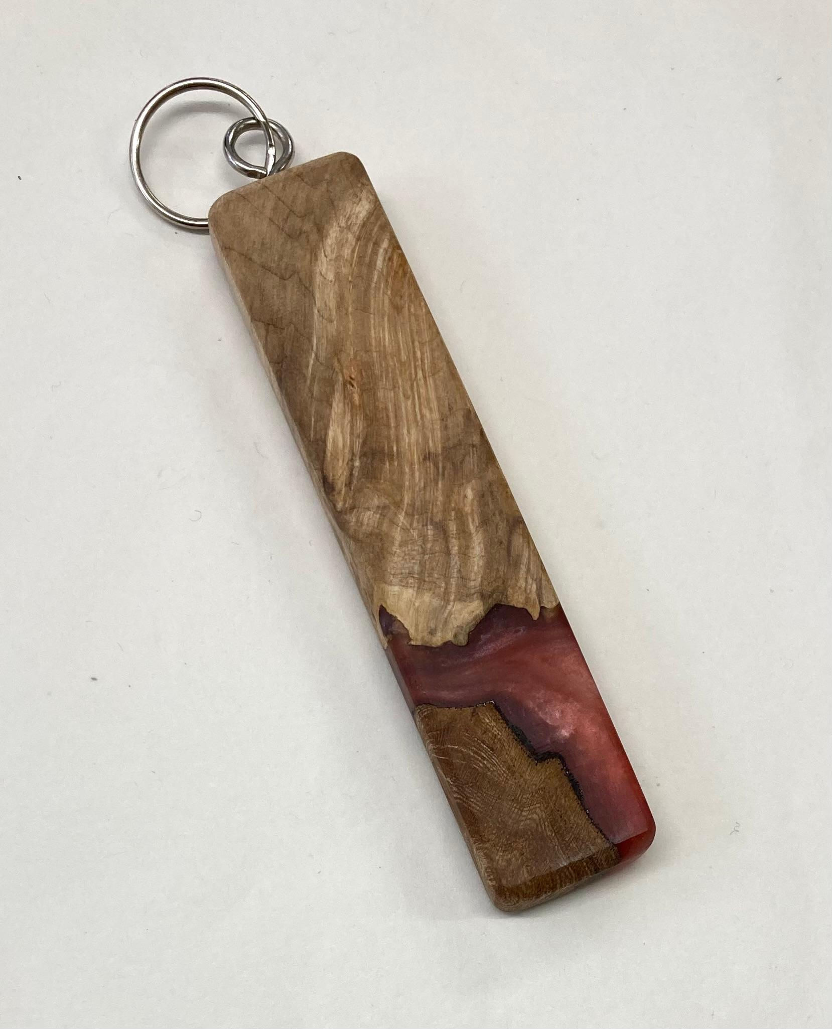 Burr Sycamore and Burr Elm Resin Keyring CBJ061