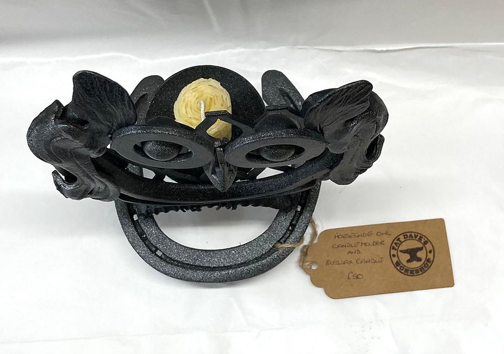 Thumbnail: Horseshoe Owl Candle Holder with Beeswax Candle FD975