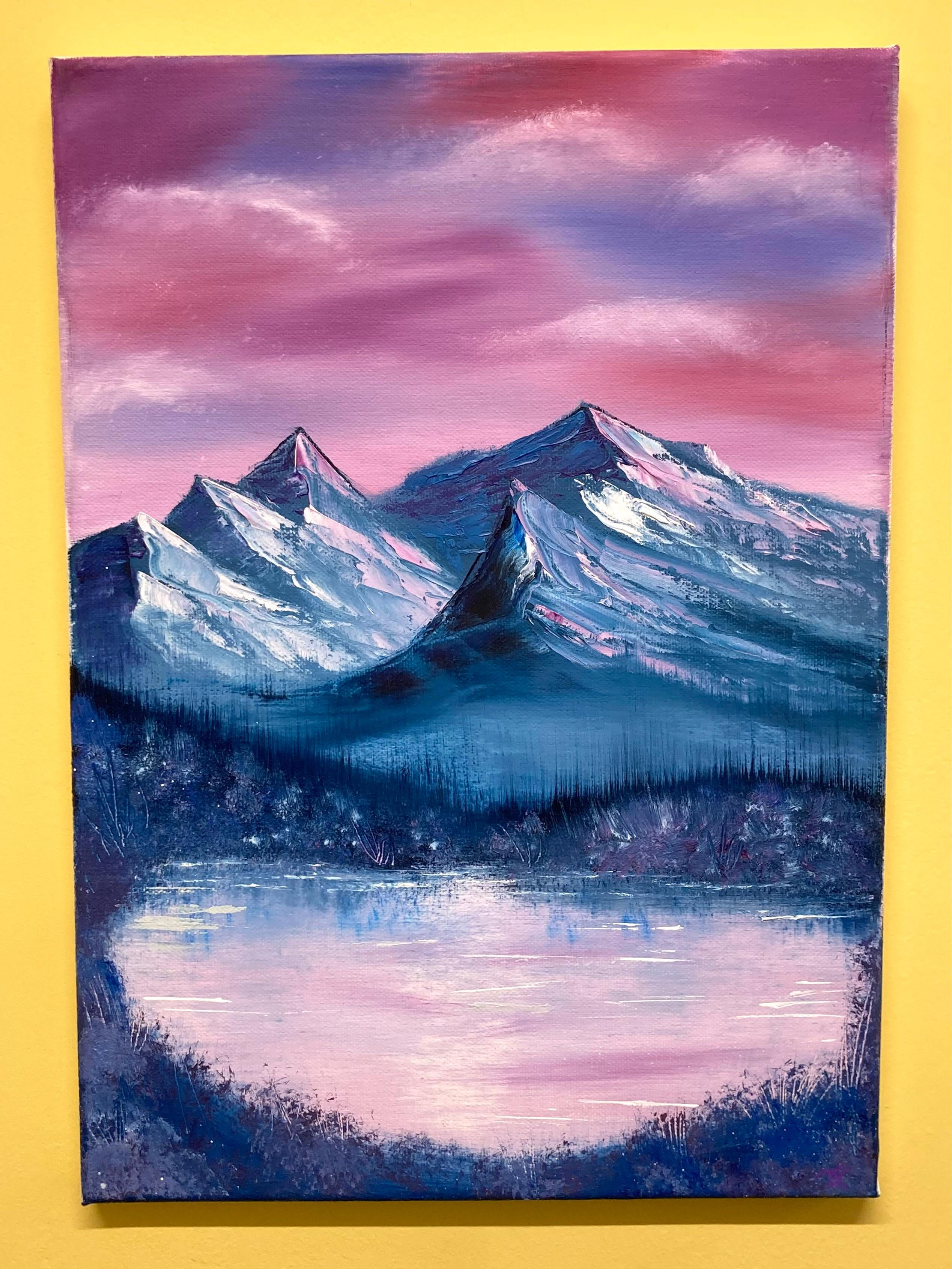 'Pink Sky Mountains' Medium Canvas