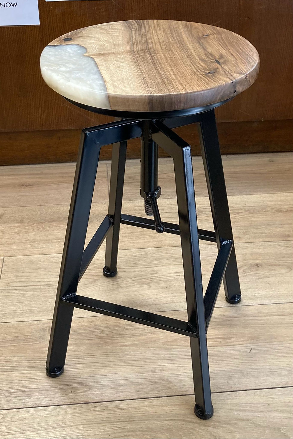 Thumbnail: Burr Elm and White Resin Adjustable Stool