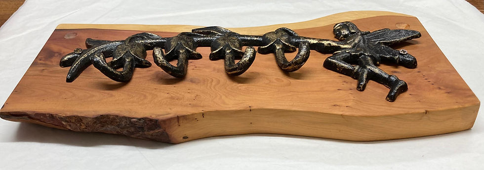 Thumbnail: Cast Iron Fairy and Yew Coat Hooks/Key Rack