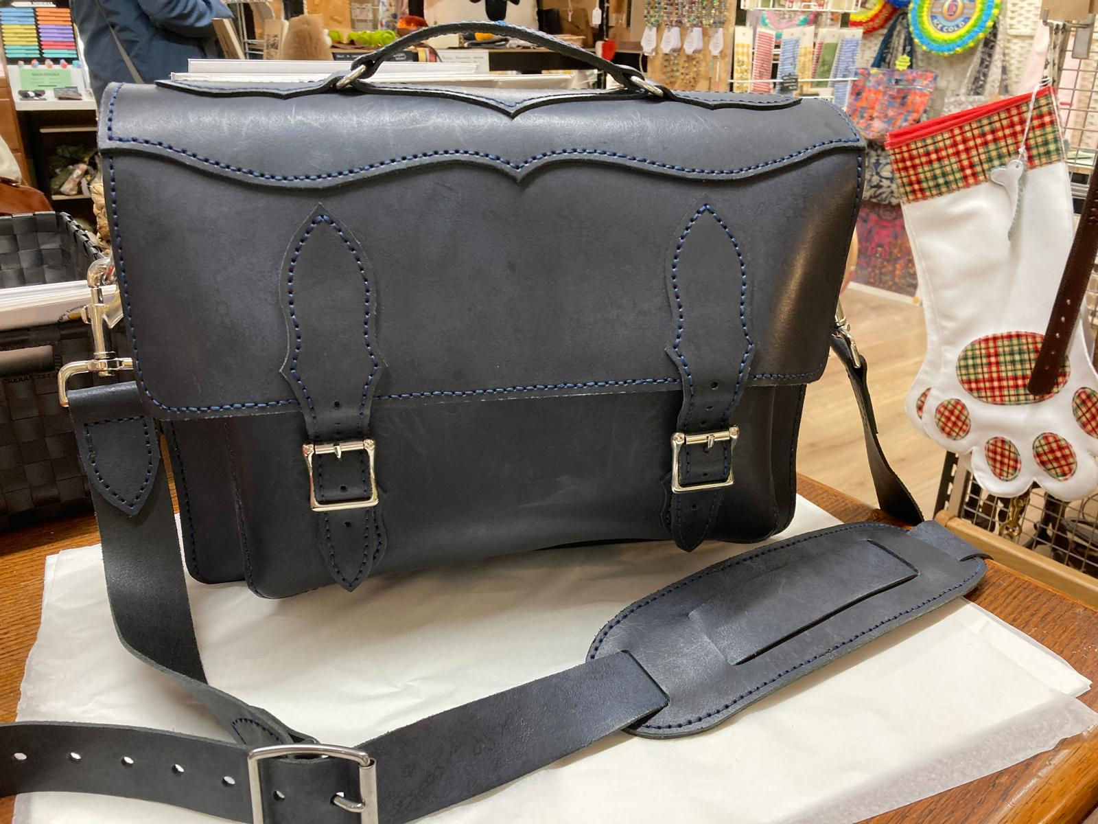 Handcrafted Blue Chrome Leather Bag