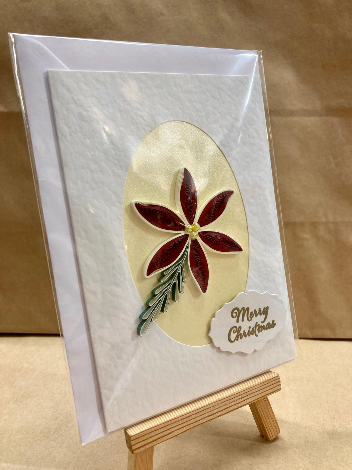 Poinsettia 'Merry Christmas' Quilled Card