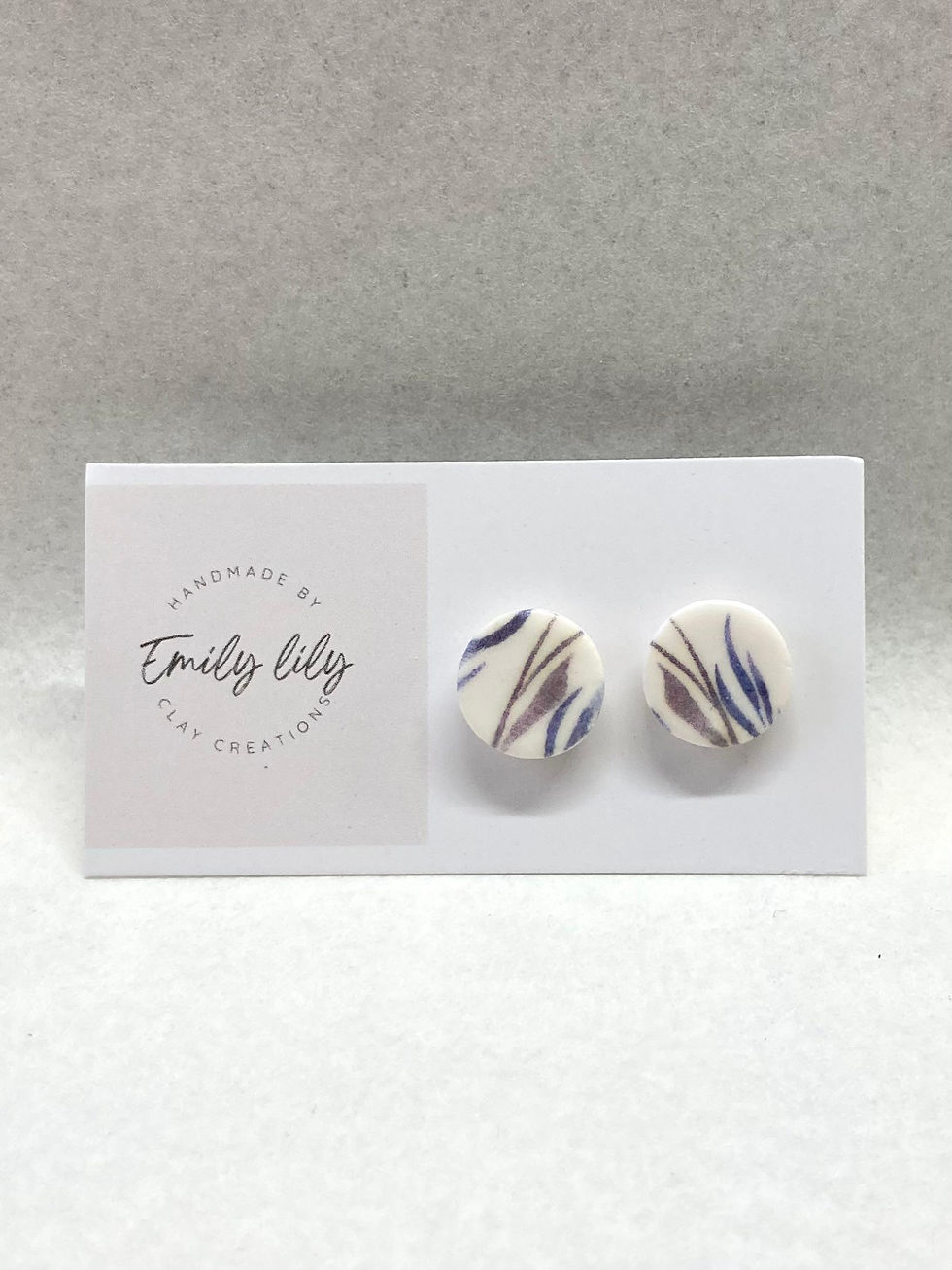 White and Grey Marbled Polymer Clay Stud Earrings