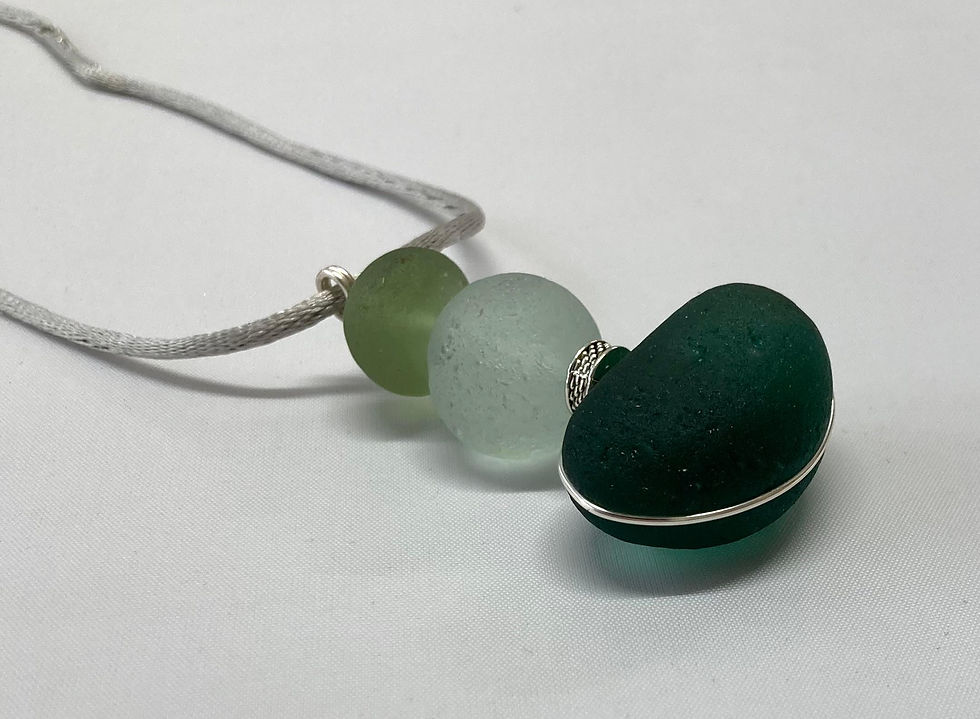 Thumbnail: SSSC3 Large Teal Pendant and Codd Marbles Necklace