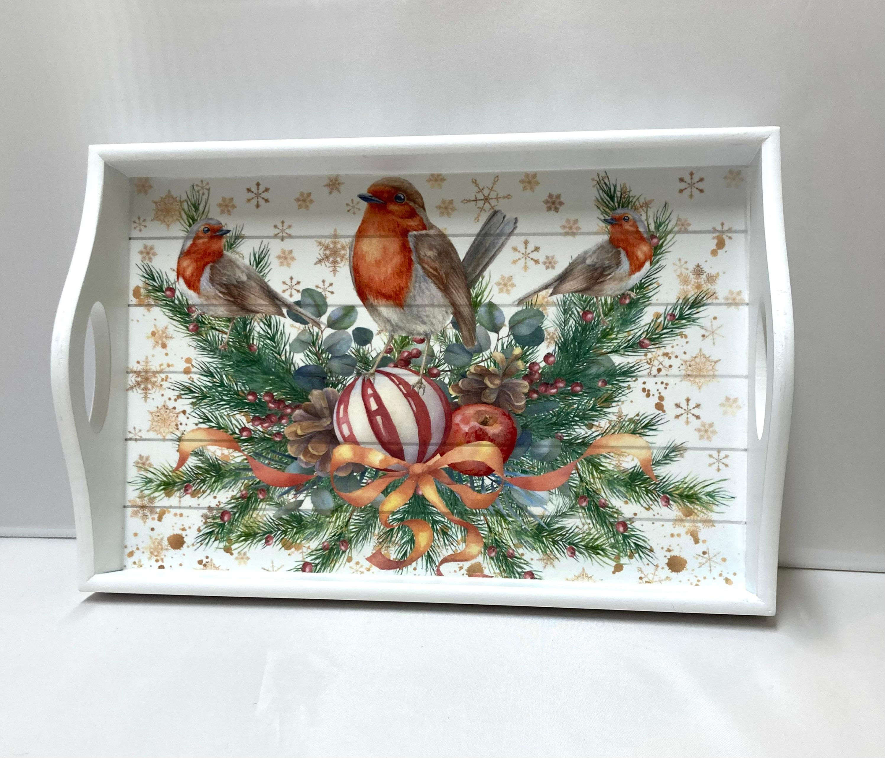 Sofa Arm Tray - Christmas Robin