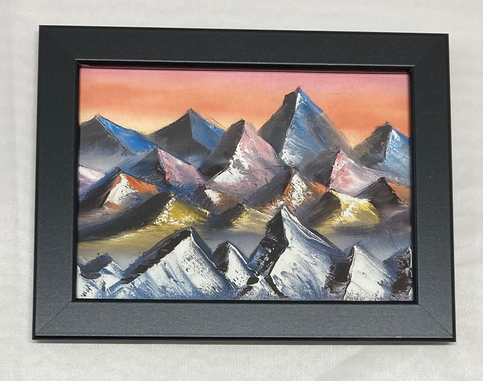 Thumbnail: 'Mountain Peaks' Extra Small Framed Print - Black Frame