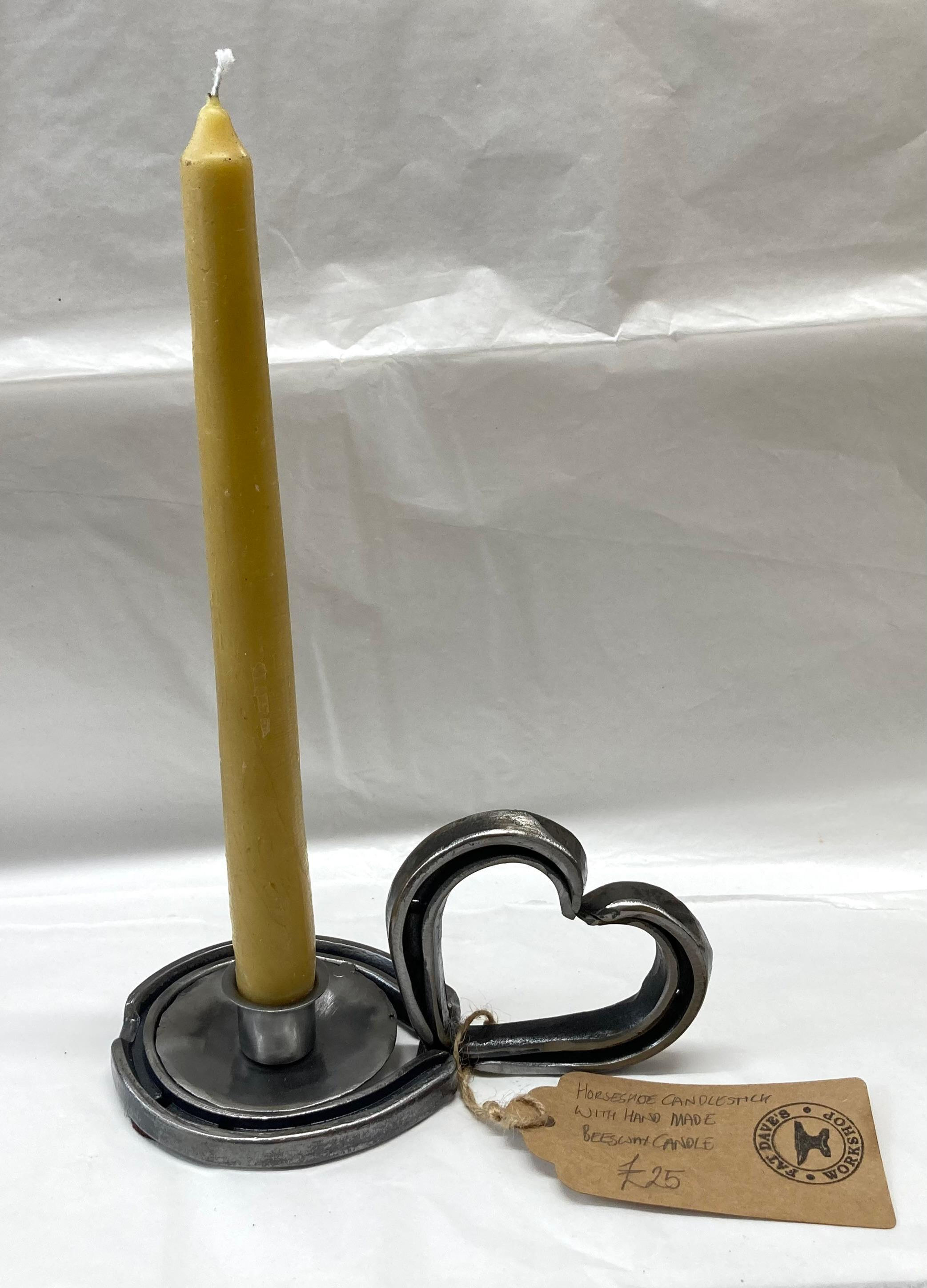 Horseshoe Candlestick with Beeswax Candle FD172