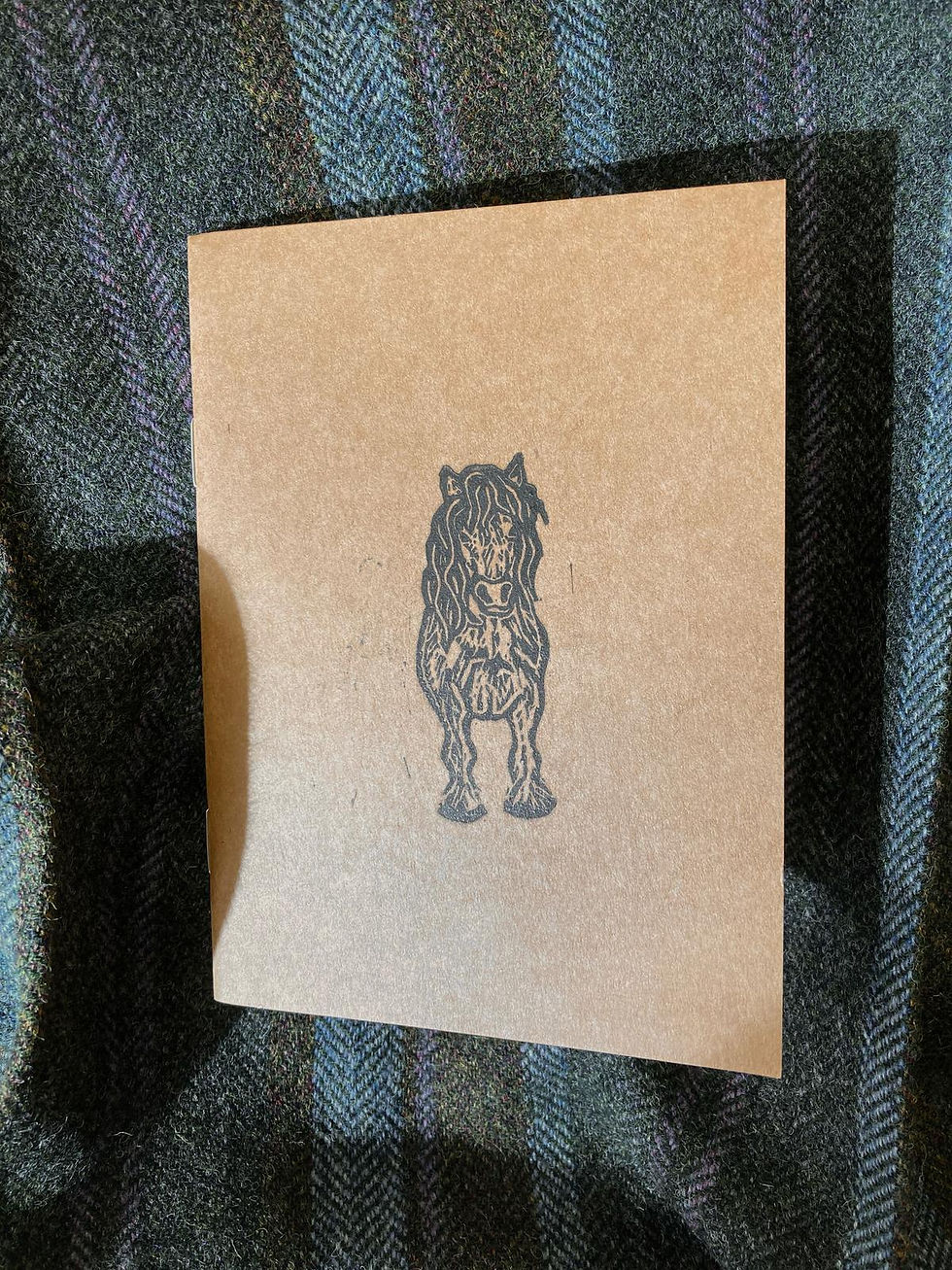 A6 Lino Printed Sketchbook or Notebook - Pony