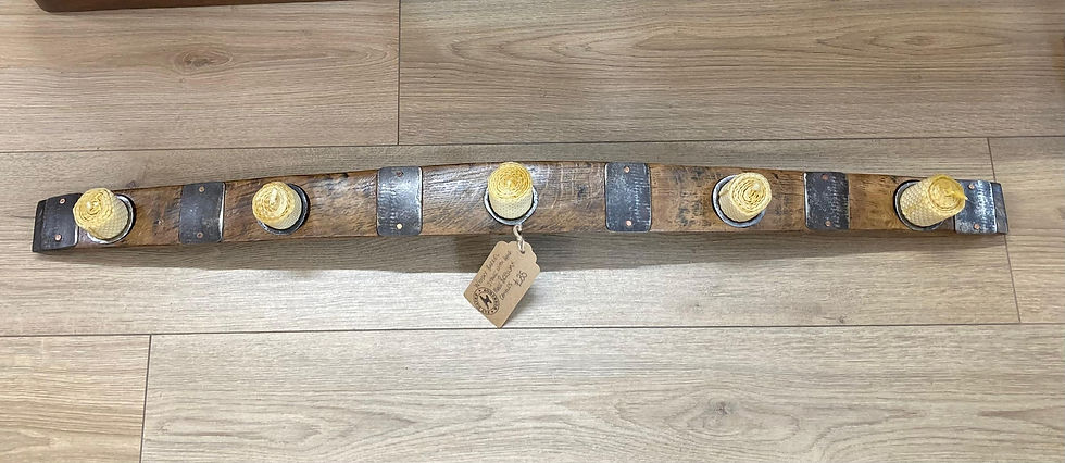 Thumbnail: Whiskey Barrel with Handmade Beeswax Rolled Candles FD211