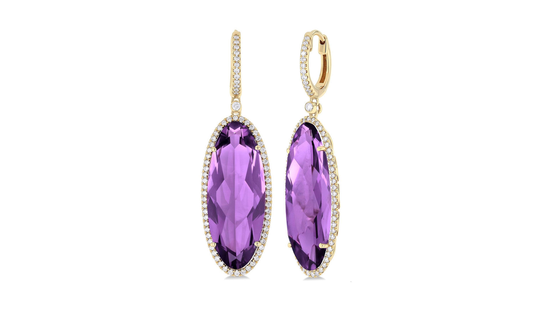 Oval Shape Gemstone & Halo Diamond Earrings