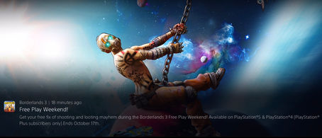 PS4 and PS5: Borderlands 3 [Free weekend]. Ends October 17th. PS Plus required.