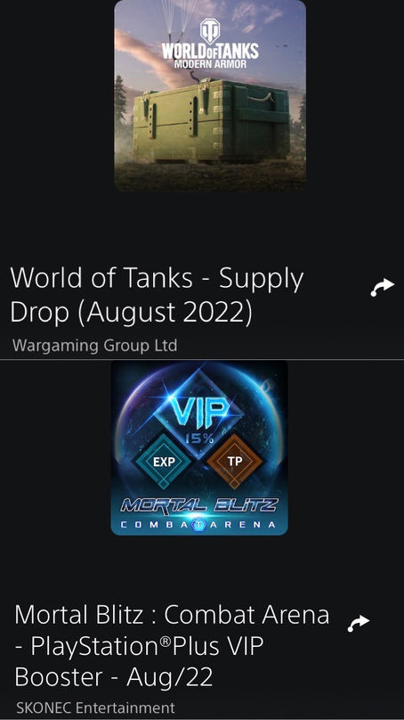 PS4: World of Tanks and Mortal Blitz: Combat Arena August 2022 packs [PS Plus DLC]