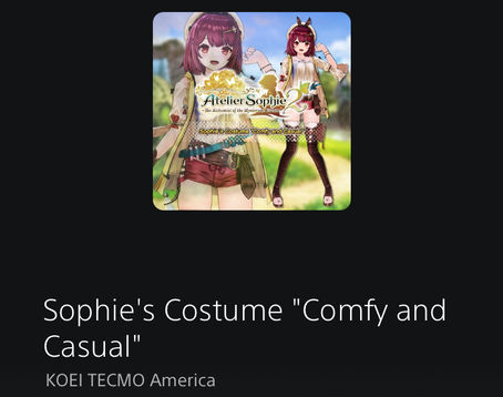 PS4: Atelier Sophie 2 - Sophie’s Costume “Comfy and Casual” [DLC]