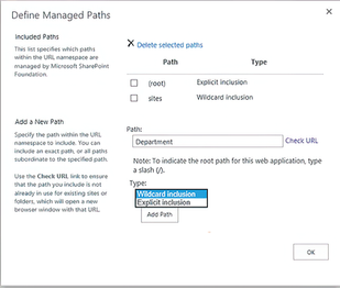What is the concept of managed path in SharePoint and how does it work?