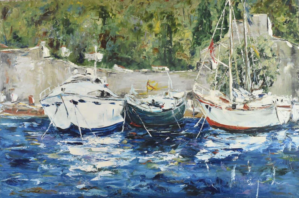 Boads on the water.
