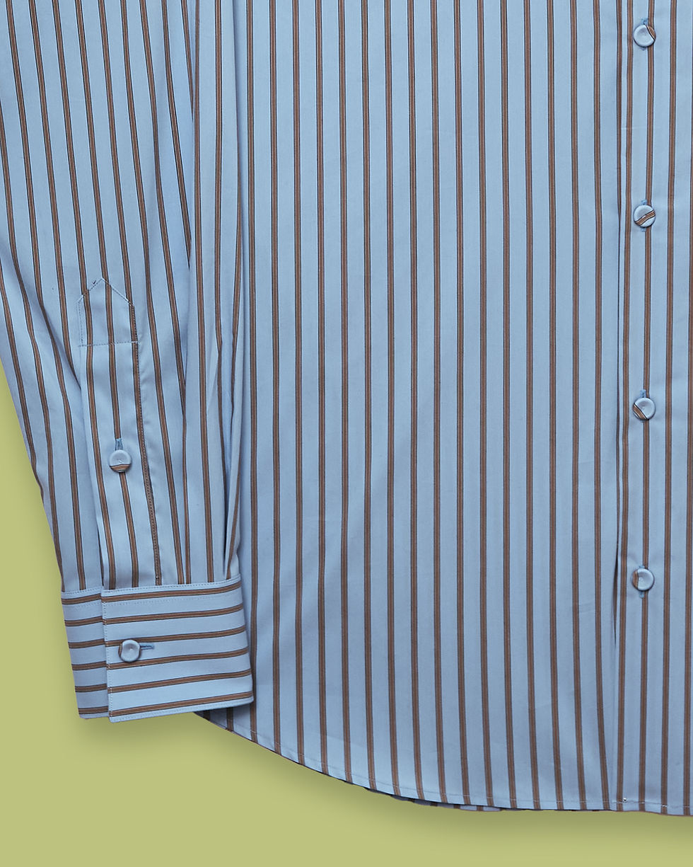 Thumbnail: LIGHT BLUE AND BROWN STRIPED SHIRT
