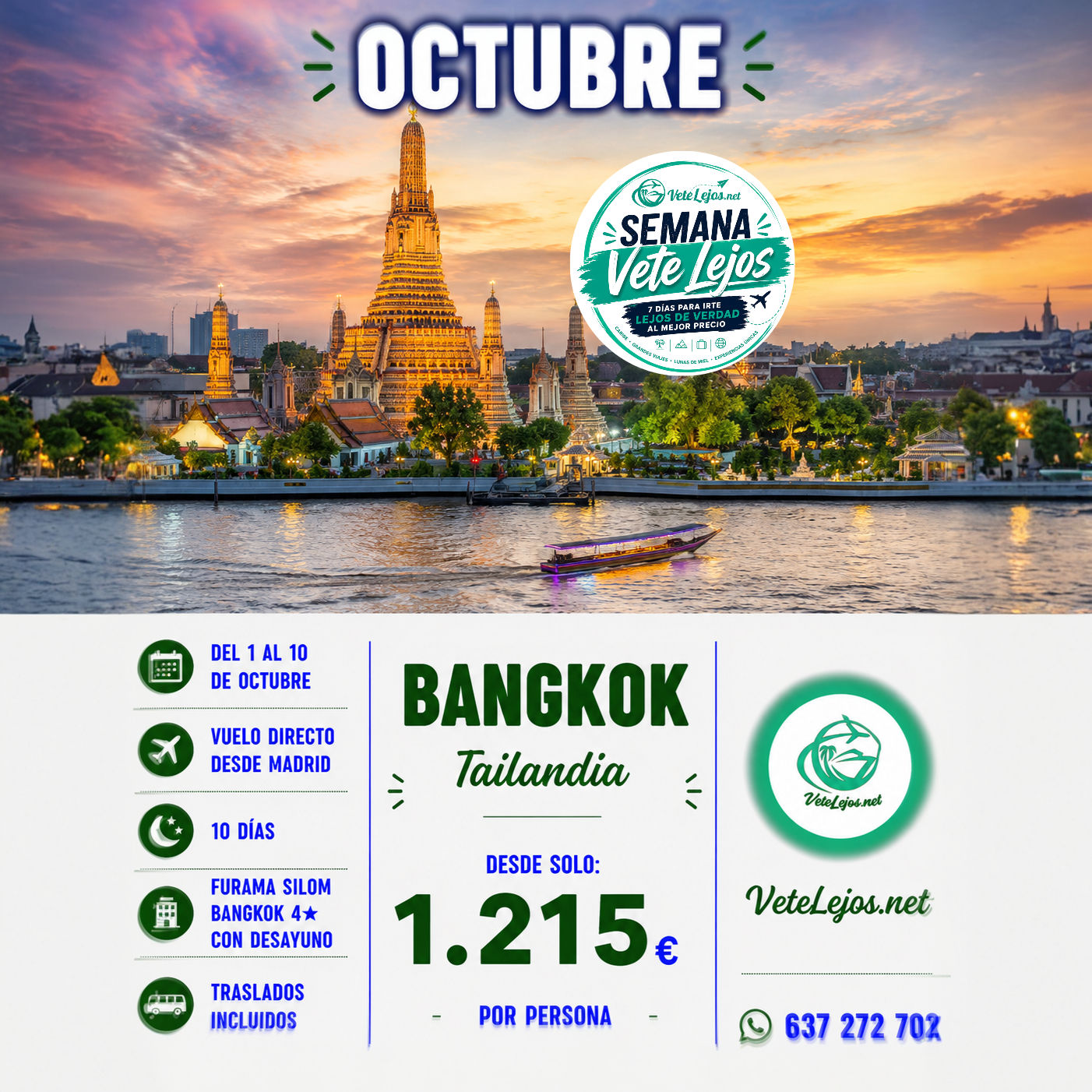 🌏✨ BANGKOK 10 DÍAS DESDE 1.215€ POR PERSONA ✈️🇹🇭
