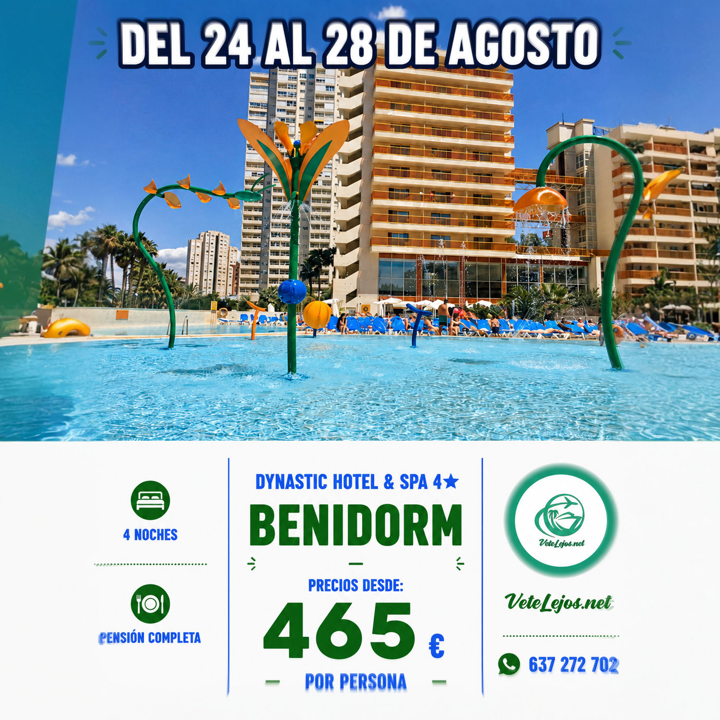 ☀️🌴DYNASTIC HOTEL EN BENIDORM EN PENSIÓN COMPLETA DESDE 465€ POR PERSONA 🌴☀️