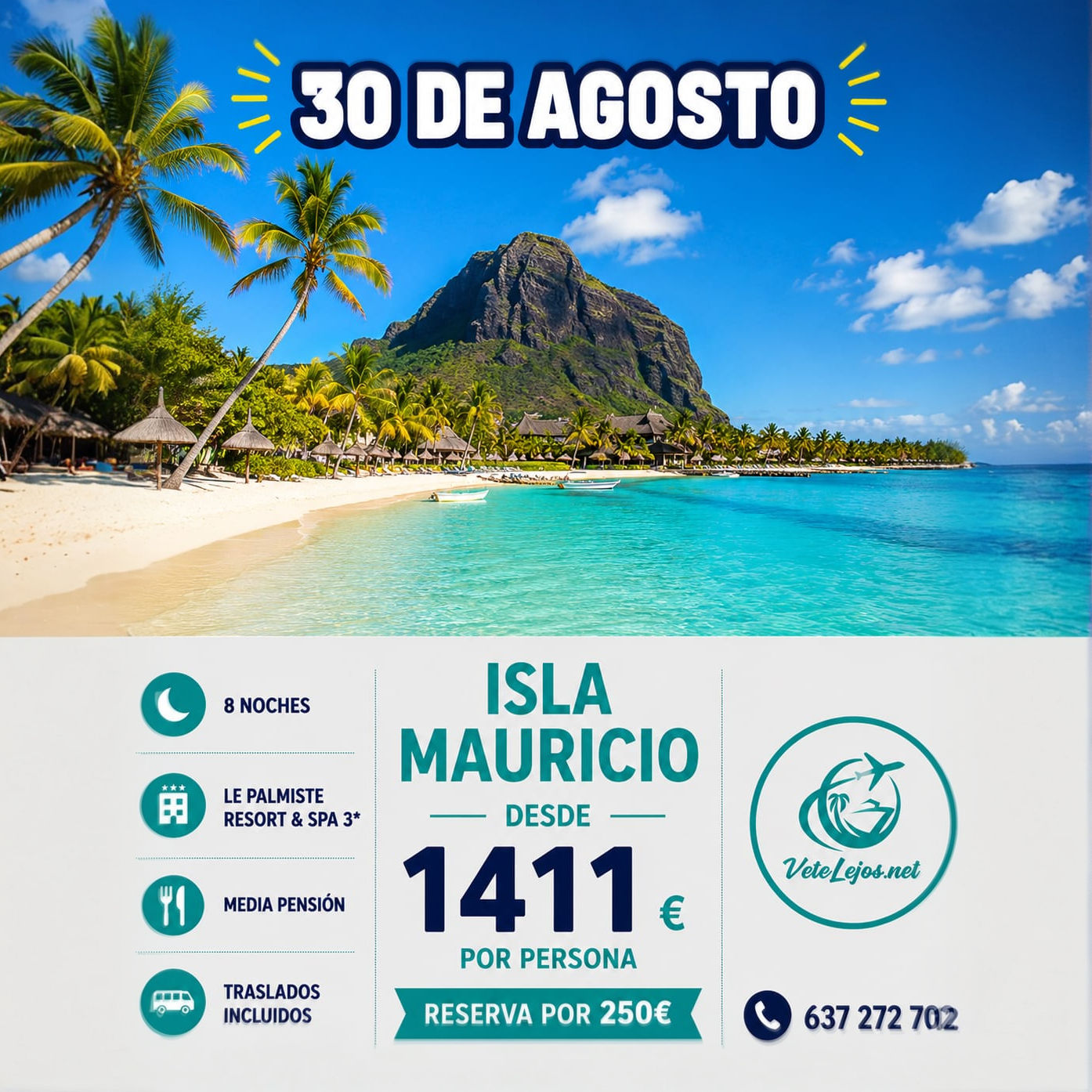 🌴✨ISLA MAURICIO EN AGOSTO DESDE 1.411€ POR PERSONA ✨🌴