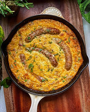 Cheesy sausages, bacon, potatoes and tru