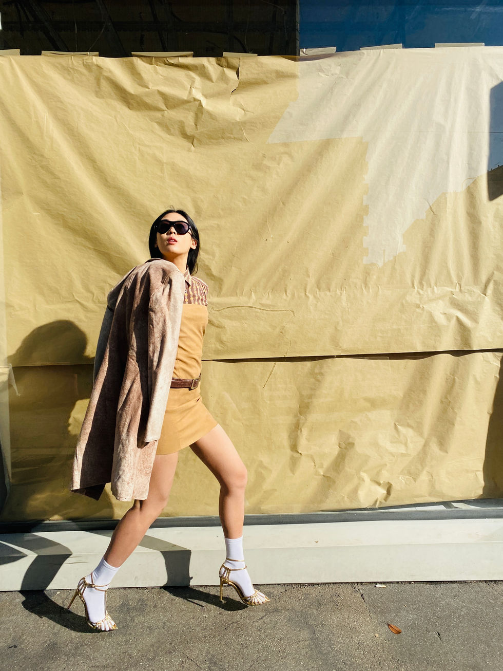 yoko bivio tan dress 1.JPG