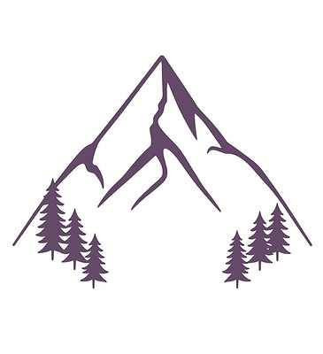 Simple mountain design in cream and purp