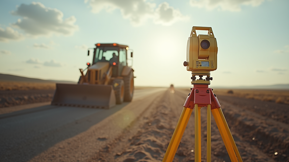 Wide angle view of a surveying site with equipment