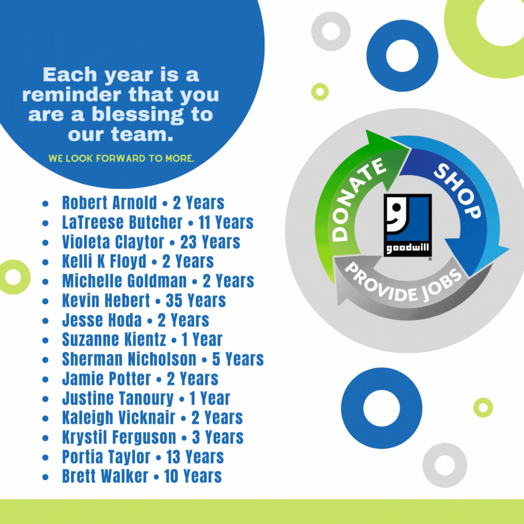 February Anniversaries at Goodwill Industries of South Mississippi