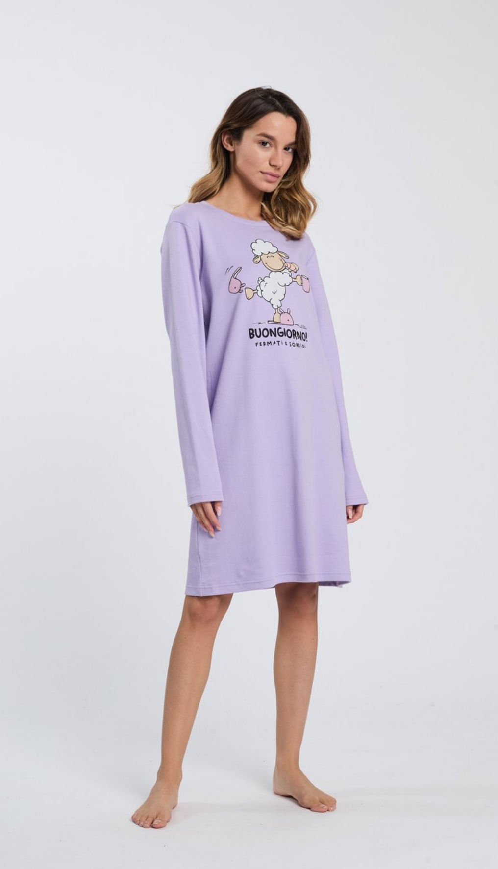 Camicia da notte Buongiorno in cotone 100% per notti di dolci sogni e massimo co
