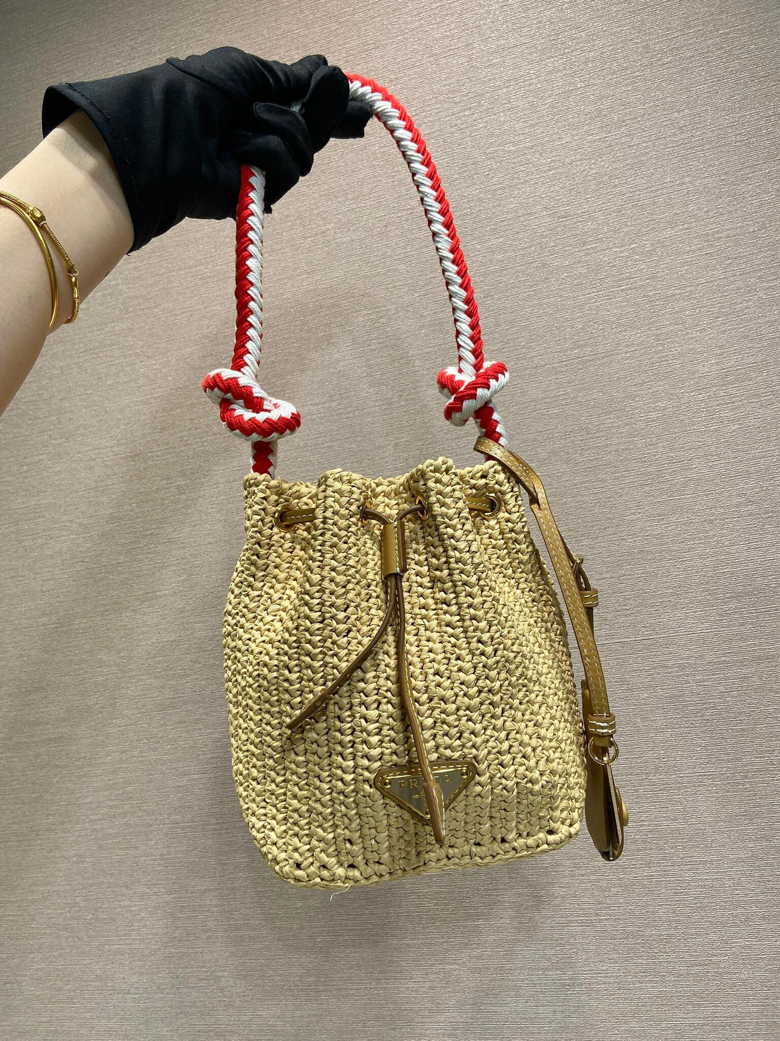PRADA new woven 1BE068 bucket bag