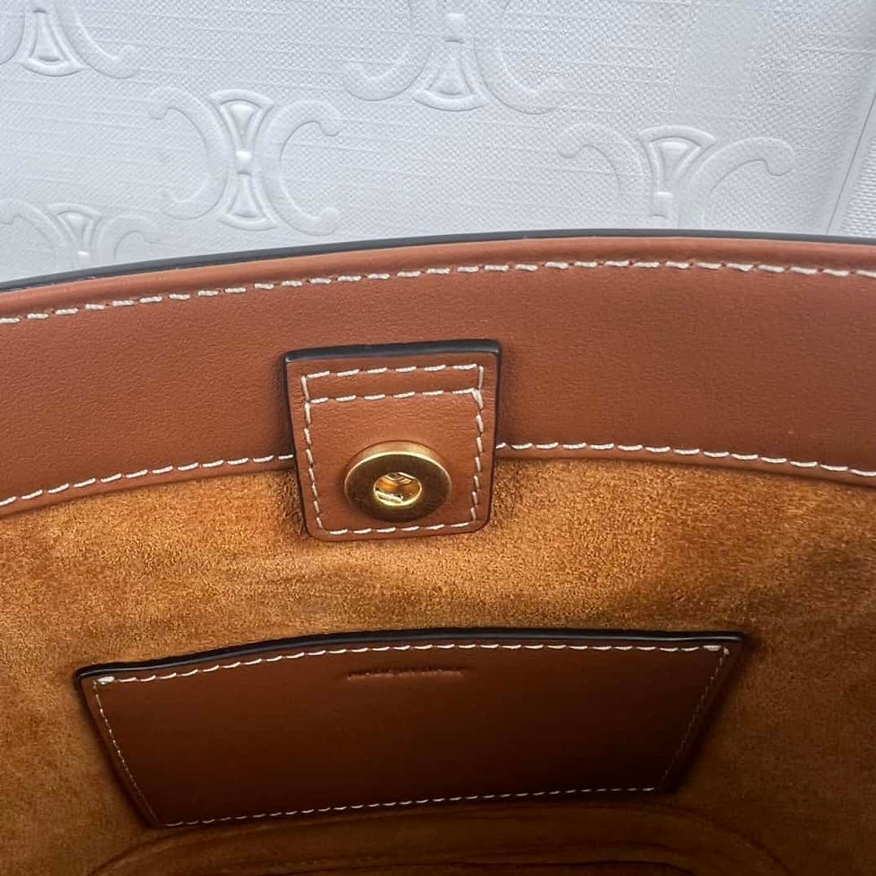 Thumbnail: Celine CUIR TRIOMPHE Mini smooth cowhide bucket bag brown