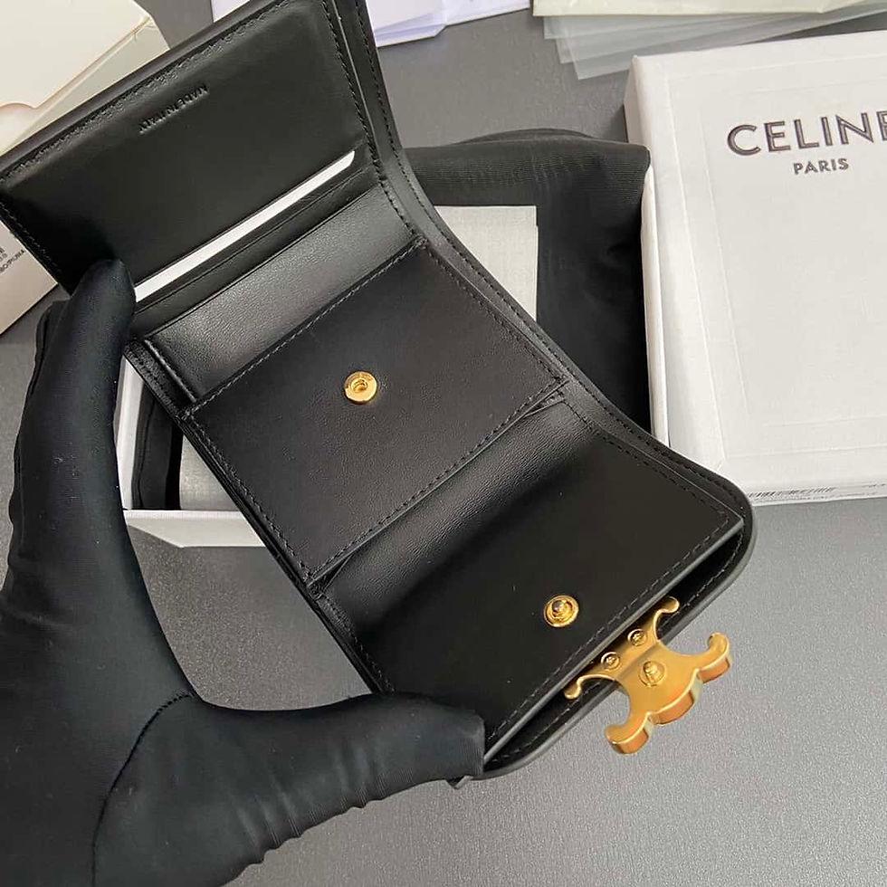 Thumbnail: 2025’s Viral Celine-Inspired Triomphe Wallet: Shiny Cow Leather Luxury Black