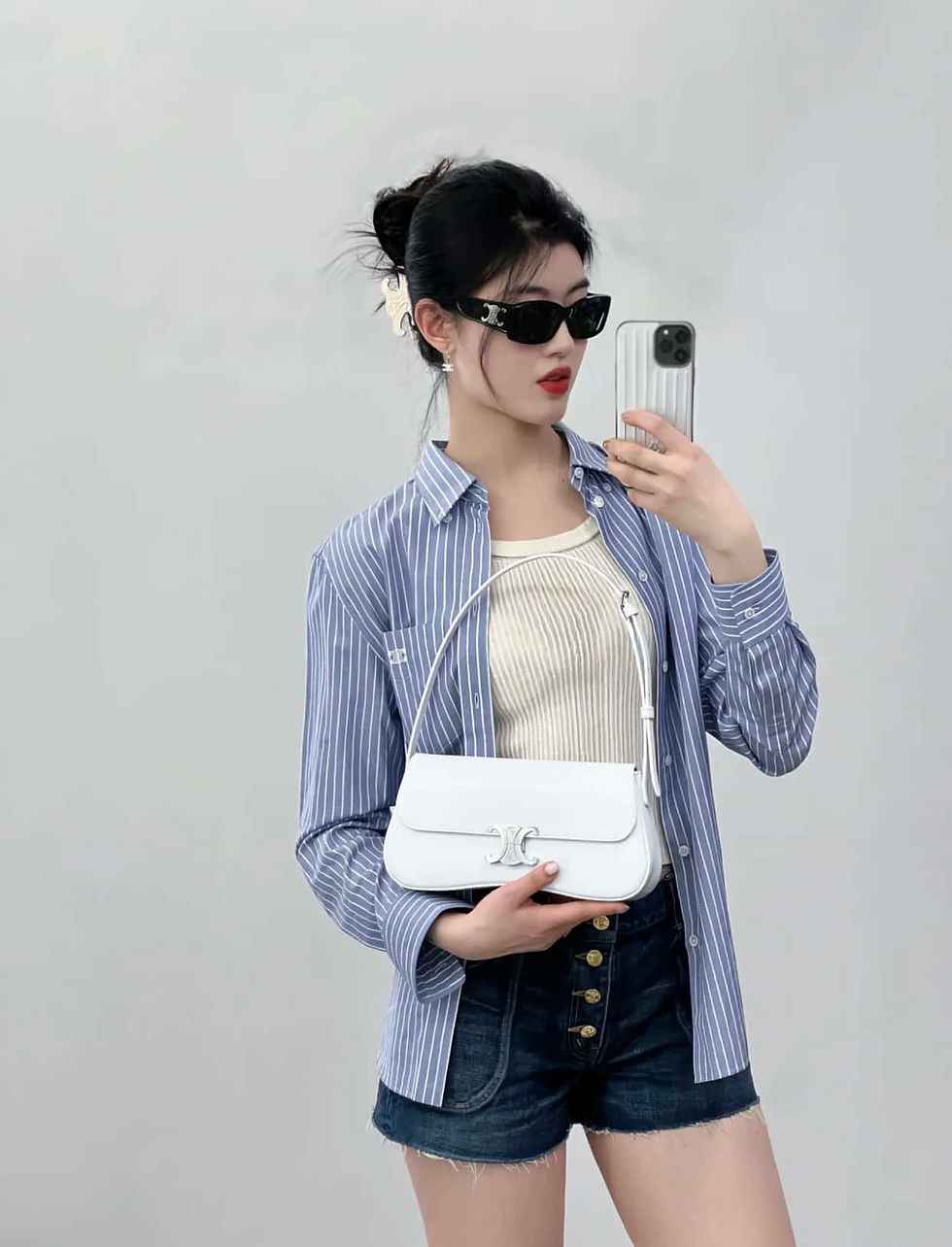 Thumbnail: CELINE Lola Medium Shiny Cowhide Handbag – Elegant Celine Replica Bag White