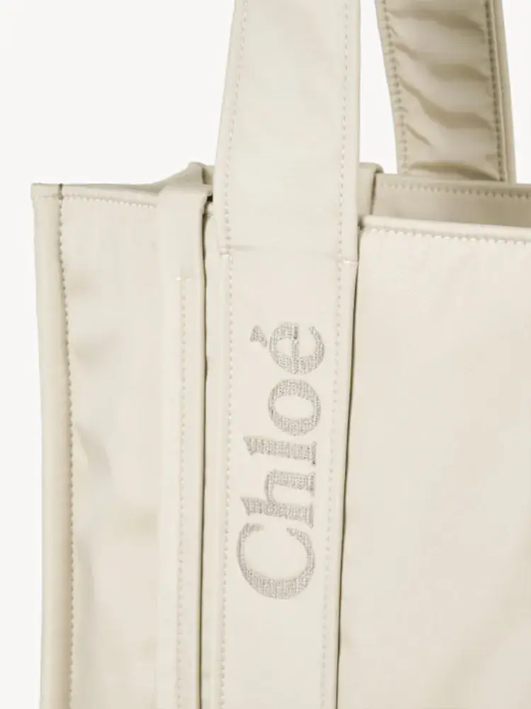 Thumbnail: Chloé Woody Nylon Tote Bag 37CM – Apricot Medium-Size Chloé Copy Tote Bag in USA