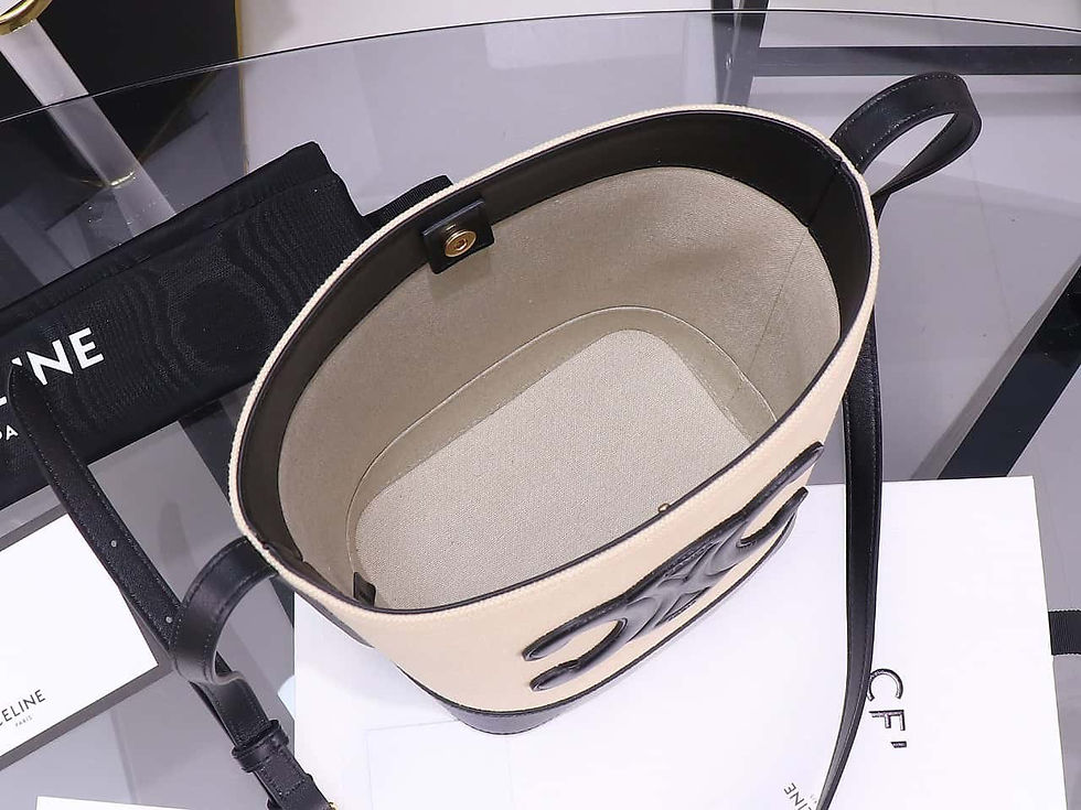 Thumbnail: Celine Striped Fabric Bucket Bag | Black Triomphe Dupe