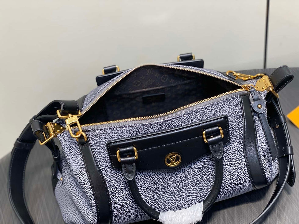 Thumbnail: Louis Vuitton LV Gray Blue Full Leather Biker Bag LV Biker Medium Handbag
