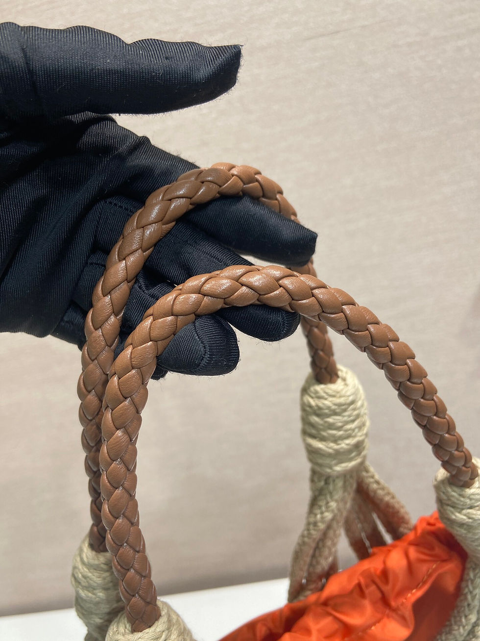 Thumbnail: Prada new handmade rope bag macramé design 1BC111 braided