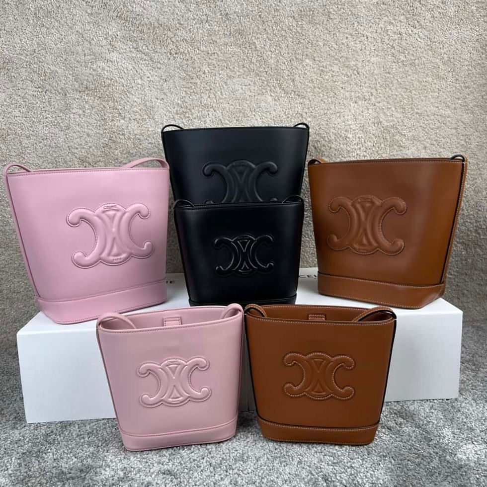 Thumbnail: Celine CUIR TRIOMPHE Mini smooth cowhide bucket bag pink